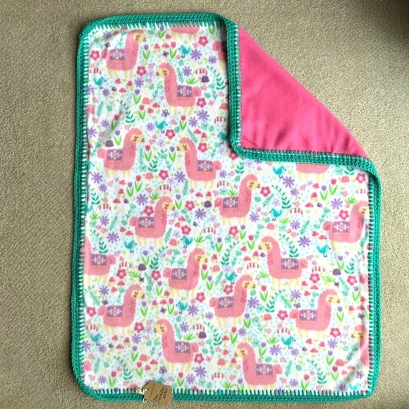 Handmade Baby Blanket 2-Ply Fleece Crochet Edging Llama Toddler Stroller Lovey - Picture 3 of 4